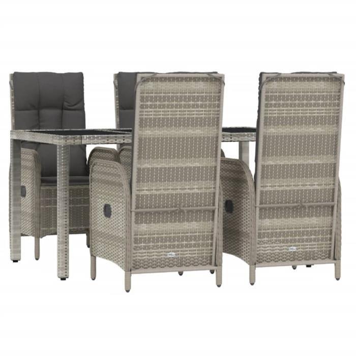 VidaXL 5-piece Garden Dining Set with Cushions Grey 3185025