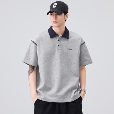Camisa POLO Masculina de Verão Nova Solta de Manga Curta Masculina Lapela Fina T-shirt Curta