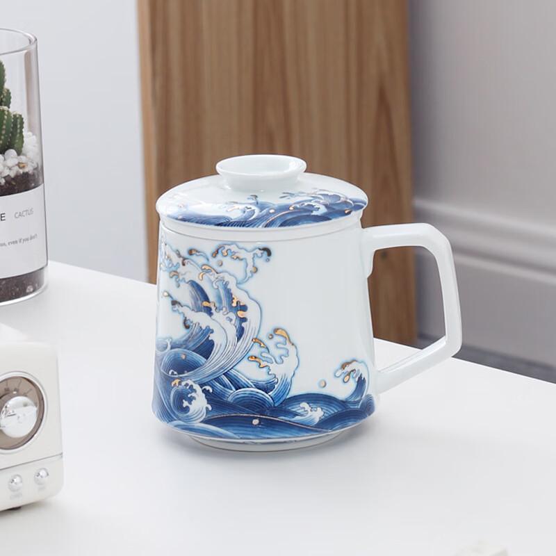 TLAKEHO Ceramic Tea Infuser Mug with Lid