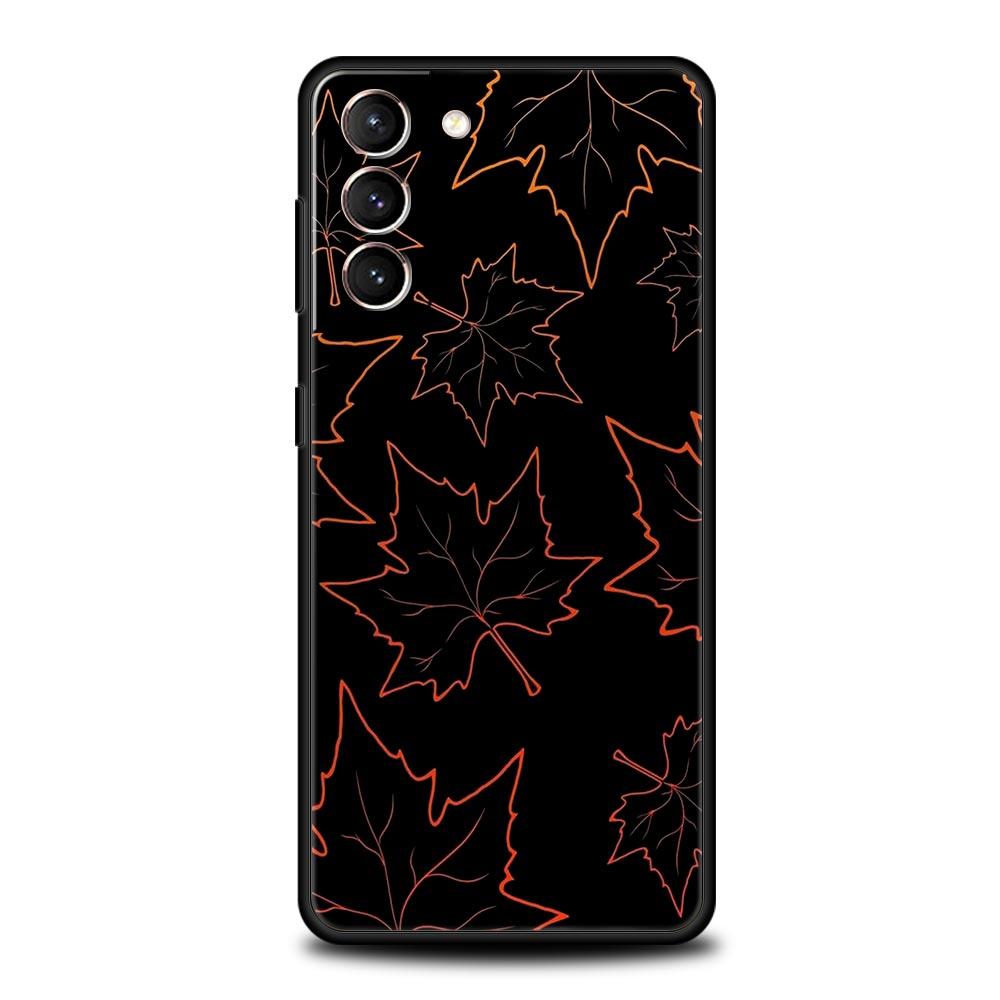 Phone Case For Samsung S24 S23 S22 Ultra S20 S21 FE 5G S10 S9 Plus S10E S8 S7 Edge Cover leaves fall fox pumpkin Halloween