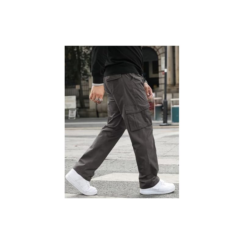 GRECIILOOKS Regular Fit Cotton Trousers Baggy Pants Cargos for Men (GL-TP-1049_Grey_L) 38