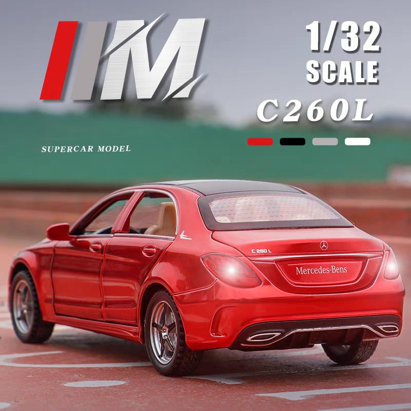 Mercedes Benz C260L Simulation Diecast & Toy Vehicles Sounds & Light Pull Back Car 1:32 Alloy Model Gifts For Children