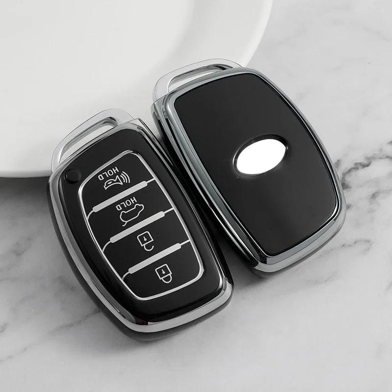 TPU Autoschlüsselgehäuse mit 3/4 Tasten, für Hyundai Tucson Santa Fe Rena Sonata Elantra Creta Ix35 Ix45 I10 I30 I40 Zubehör