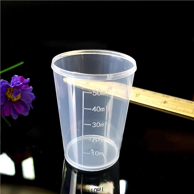 Transparent Clear Plastic Medicine Graduated Measuring Cup Container 10pcs 50ml