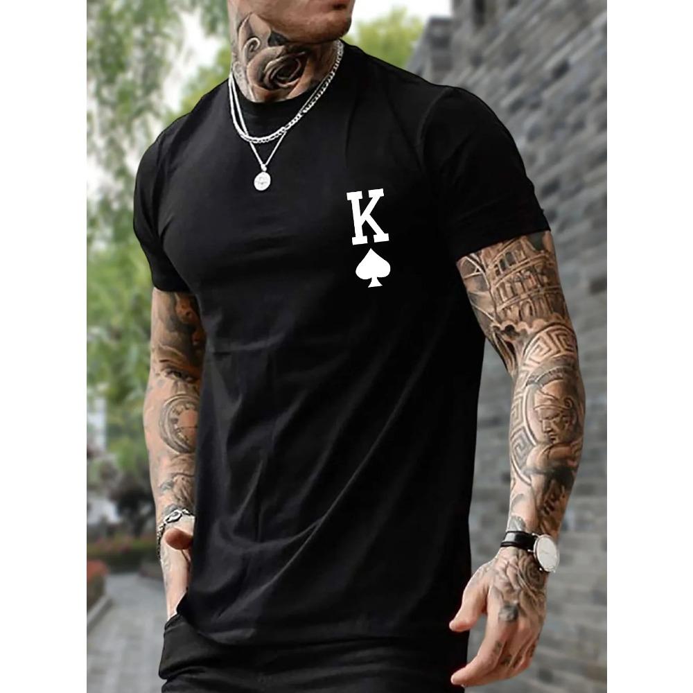 Poker 'K' Men's Short Sleeve T-shirt Casual Multicolor Top For Men Cotton Loose Oversized T shirt Personalized trend Tees