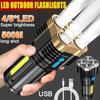 Lanterna led de 4/5 núcleos, luz lateral cob, recarga usb, super brilhante, lâmpada portátil ao ar livre, 4 modos, à prova d'água, caça, acampamento ao ar livre