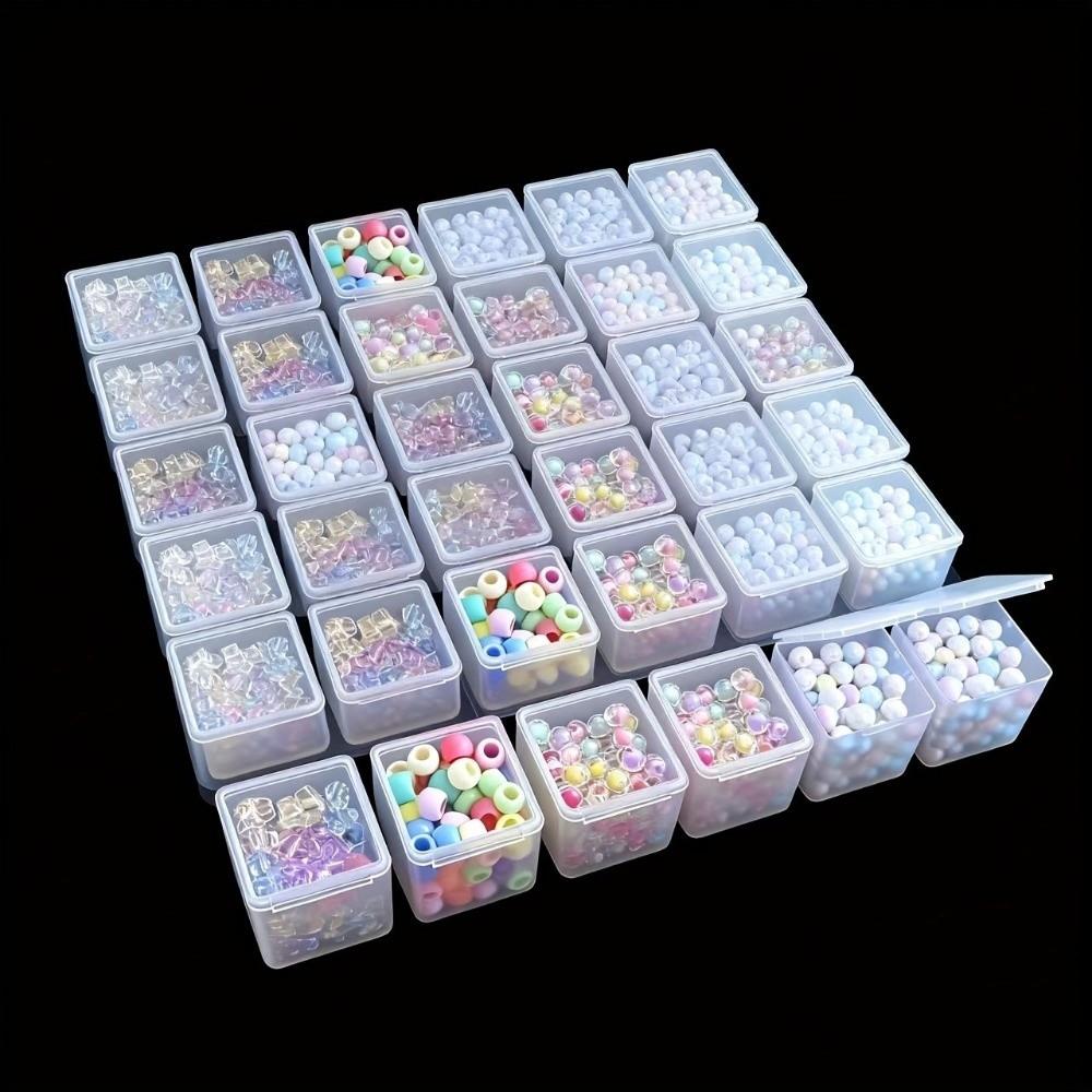 Transparent Beads Storage Box Square Small Bead Containers Tool Classification Box Storage