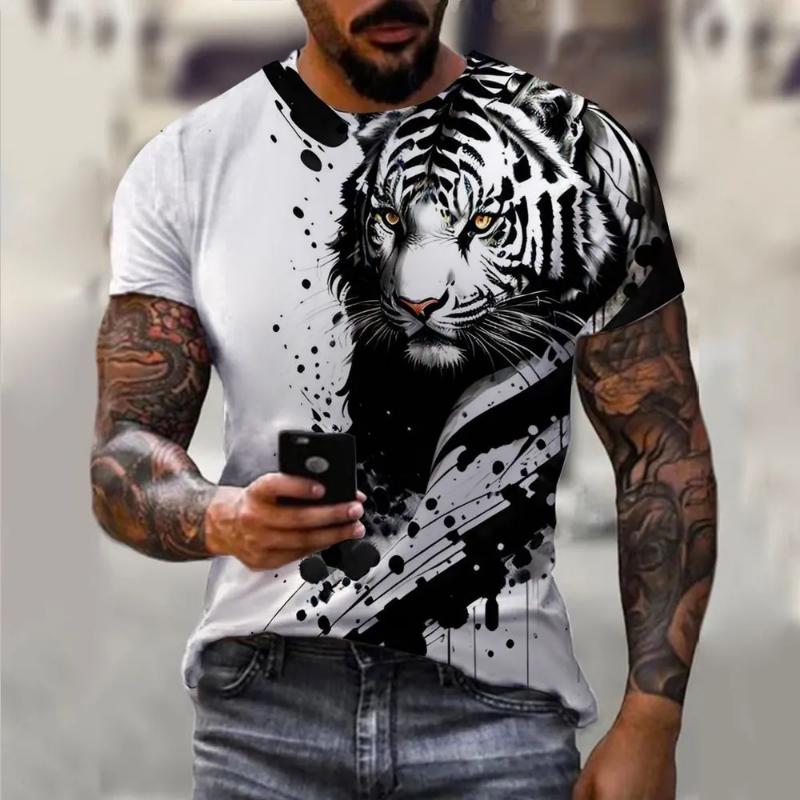 Fashion Men's Crew Neck Short Sleeve 3D Casual Color Printing Casual Short Sleeve Crew Neck T-Shirt
