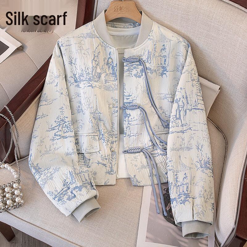 

Женская новая жаккардовая куртка-бомбер в китайском стиле M