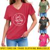 Casual and Comfortable Women's Girl's Trip Temperament V-neck Short-sleeved T-shirt