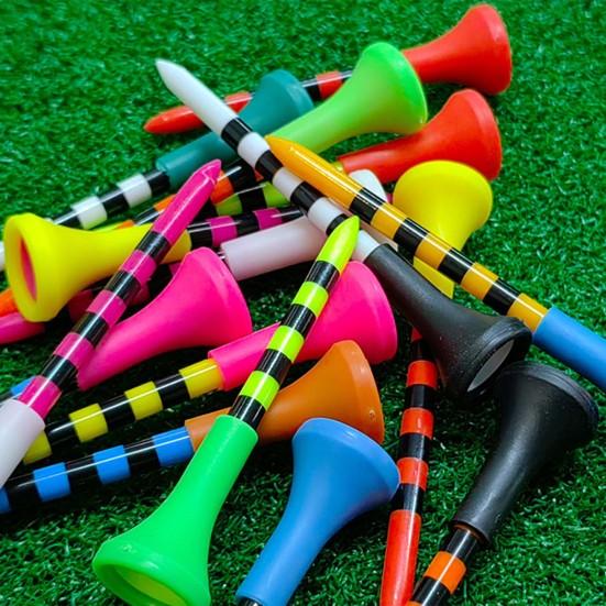 10Pcs Golf Ball Tee Striped Low-Resistance Tip Increase Flight Distance Stabilize Practice Training Golf Ball Holder Golf Training