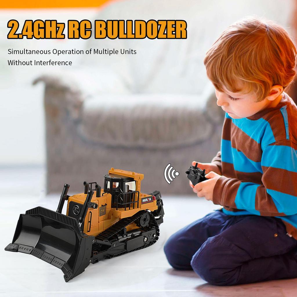 Huina1:Bulldozer télécommandé 16 1554 11 canaux, véhicule électrique robuste pour enfants, jouet, cadeaux pour enfants