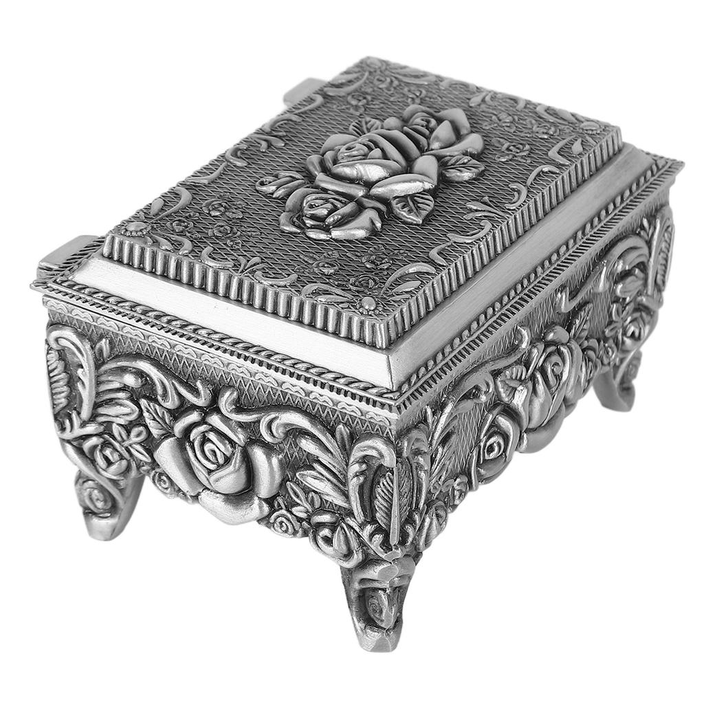 Vintage Jewelry Storage Box 9.2x7x5.8cm Alloy Decorative Large Capacity Versatile Sotrage Case for Earrings Rings