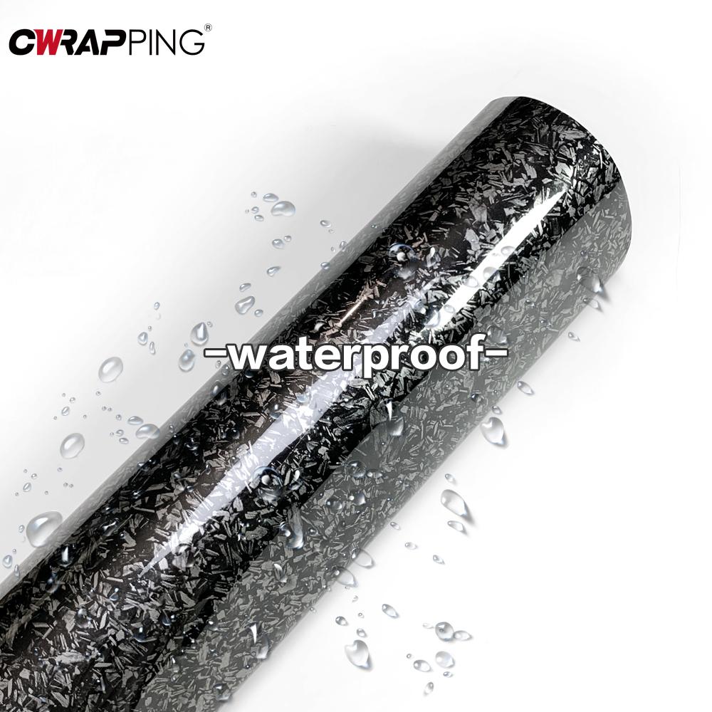 PET Forged Carbon Fiber Self Adhesive Sticker Glossy Black Auto Body Waterproof Wrap Motorcycle Scooter Computer Car Accessories