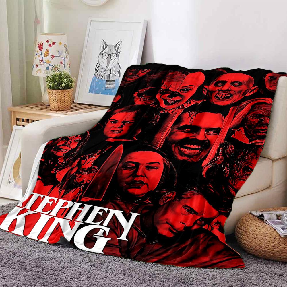 Stephen Horror Icons Flannel Blanket Super Soft Warm Cozy Blanket For Sofa Bed Office Travel Allseason Home Decor Gift
