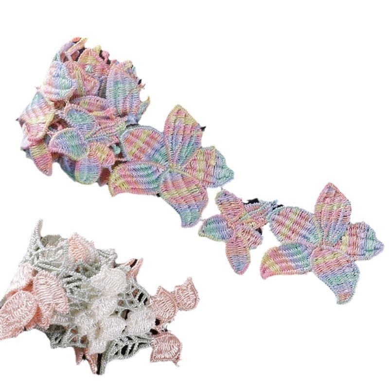 Embroidery Label Cartoon Flower Color Petal Hand Account Diy Webbing Clothing Accessories Water-Soluble Embroidery Lace Cloth Sticker