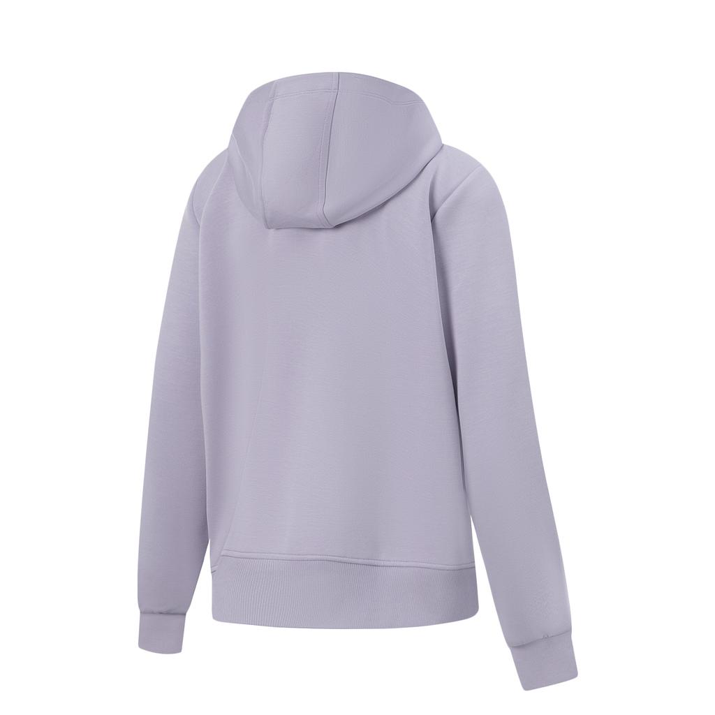 Li Ning Solid Color Zipper Hooded Versatile Cardigan Sweatshirt Women Sweatshirt AWDW078-1