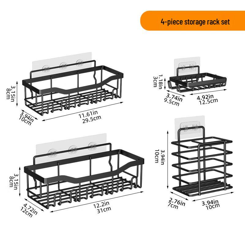 Zisiz Punch-Free Bathroom Storage Shelf Set