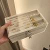 Velvet Jewelry Organizer With 3 Drawers Stackable Display Storage Earrings Necklace Bracelets Box