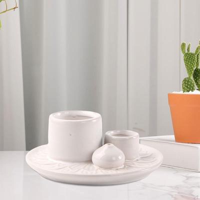 Ceramic Incense Holder Sage Palo Santo Burning Bowl for Yoga Room White