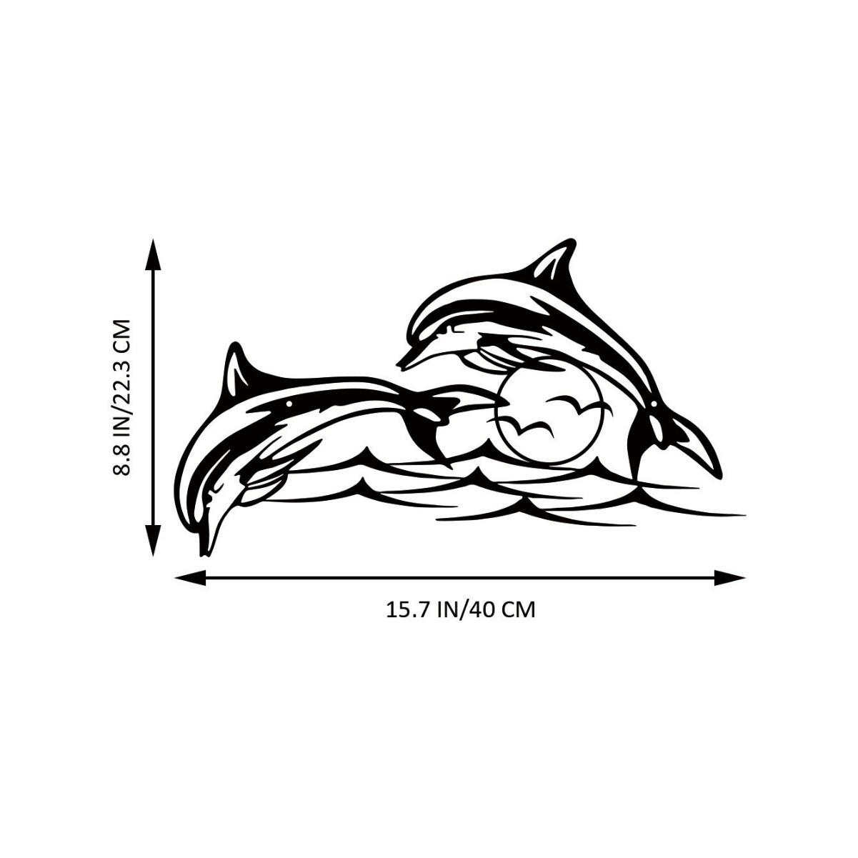 1PC Two Dolphins Black Metal Wall Decoration Living Room Entrance Wall Hanging Wall Decoration Iron Crafts Creative Wall Hanging (Black,22.3*40) чёрный