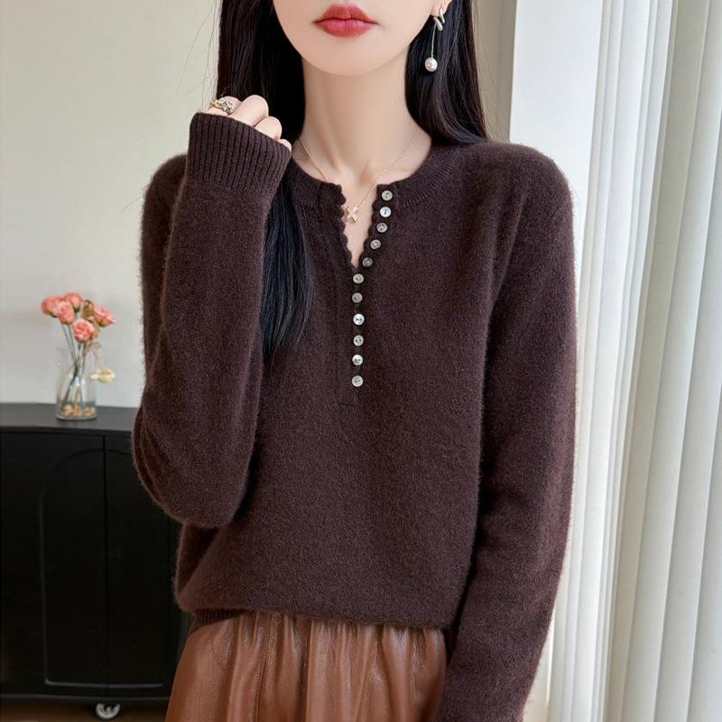 Women Autumn Winter Knit Cardigan Retro Fair Isle Pattern Round Neck Long Sleeve Loose Wool Blend Sweater Coat Casual Outerwear