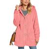 Women's Long Sleeve Button Pocket Casual Plush Hooded Jacket