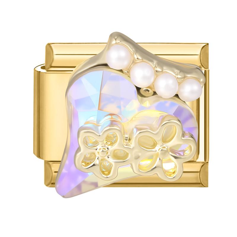 Wholesale Heart Butterfly Bow Flower Chain Pendant Golden Italian Charm Fit 9MM Stainless Steel Bracelet Women DIY Jewelry Gift