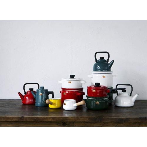 Fuji Enamel Painted Milk Pan, Smoke Blue, 12cm, Solid SD-12M SB