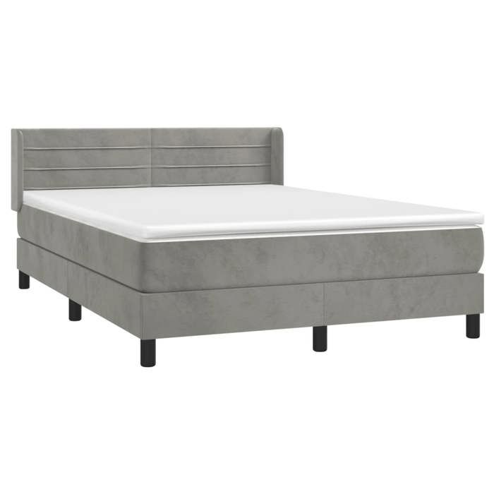 VidaXL Lit à sommier tapissier et matelas Gris clair 140x200cm Velours - Modèle 3131021