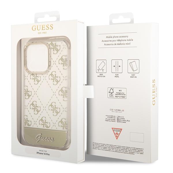 Guess Guhcp14Lhg4Mhg Iphone 14 Pro6,1 Złoty/Gold Hardcase 4G Pattern Script