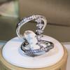 925 Silver Geometric Zircon Ring Ladies Party Jewelry Irregular Ring "Z" Unisex Wedding Cookic Jewelry Gift