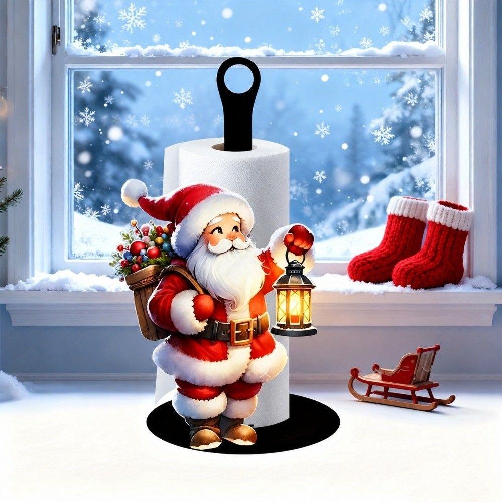 Cartoon Elk Santa Claus Paper Towel Holder For Kitchen Bathroom Dining Room