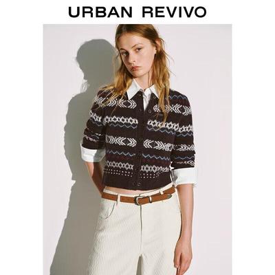UR 2025 Women's Retro Fair Isle Jacquard Knit Cardigan