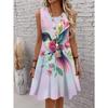 Vibrant Hummingbird & Pink Flowers Women's Dress Floral Sleeveless A-Line Dress Bohemian Casual Outings Woman Clothing