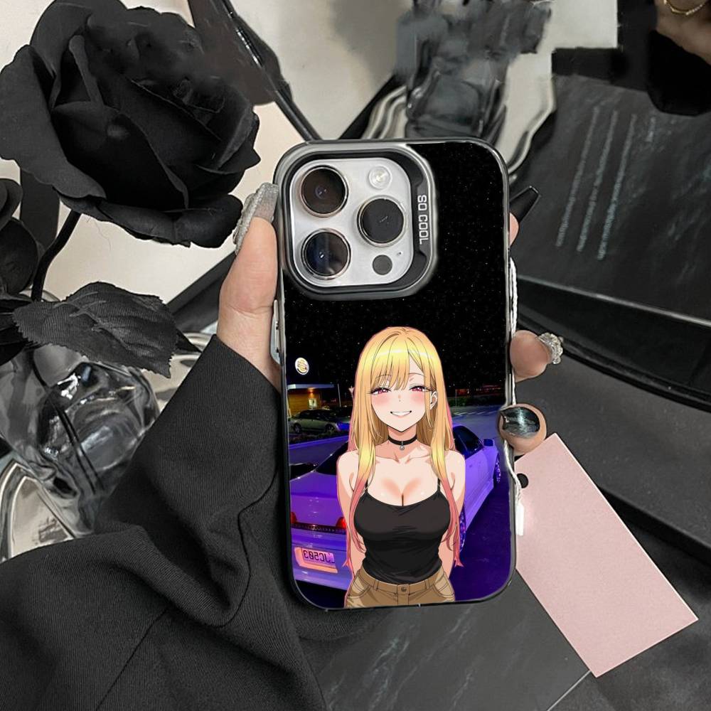T-Darling Marin Kitagawa Colorful Silver Phone Case For IPhone 16 17 15 14 12 13 Pro Max Black Color Shockproof Cover
