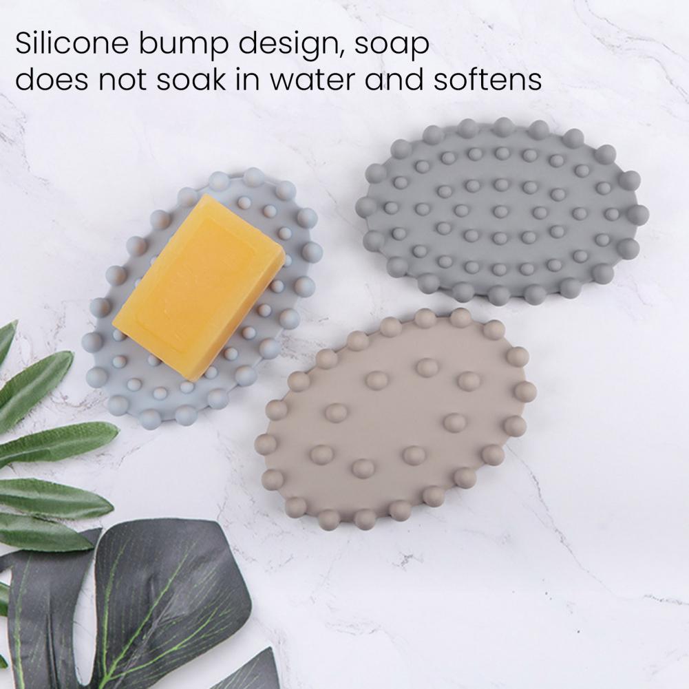 Shower Soap Holder Silicone Soap Box Silicone Soap Dish with Drain for Bathroom Sink Organization Anti-slip Bottom Bar Holder