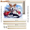 Ruopoty DIY Frame Picture By Numbers Cat Animal HandPainted Wall Art Unique Gift Painting By Number Winter Christmas Gift