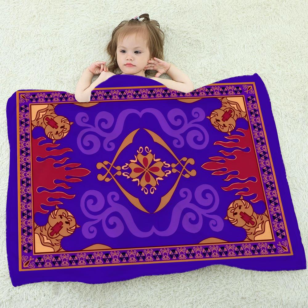 Aladdin 1992, Magic Carpet Throw Blanket Aesthetic Art Flannel Blanket Portable Home Travel Camping Sofa Picnic Thickening Flan