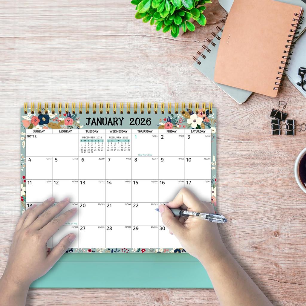 Desk Calendar 2026 - Standing Flip Desktop Calendar 2026, 12 Months(January 2026 - December 2026), 11" x 8.5", Large with Notes, To-dos, Yearly