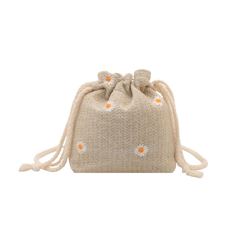 Water Bucket Women Bag Spring Fashion Casual Woven Tote With Drawstring For Daily Use