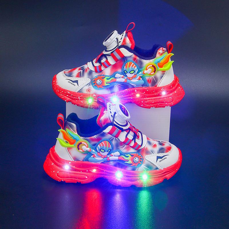 

Light-up children s sports shoes, new autumn and winter models, fleece-lined and warm, boys shoes for toddlers and young children, soft-soled and 23Inner Length14.3cm