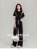 2025 Summer Trendy Sporty Slim Two-Piece Set: Short-Sleeve Top & Wide-Leg Pants