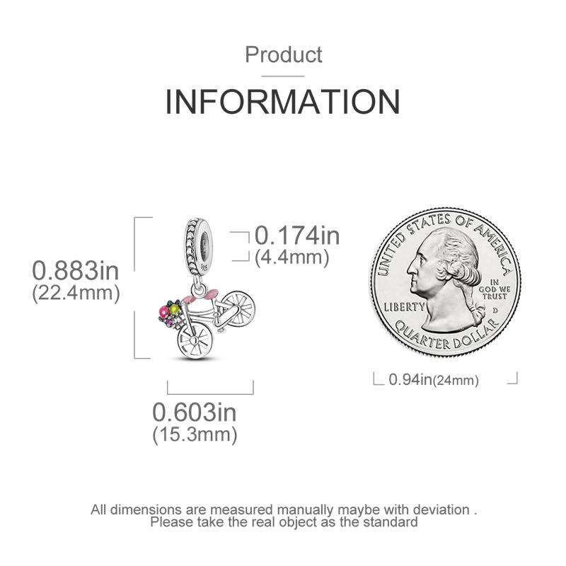

925 Silver Charms Beads Bicycle Electric Bike Pendants Fit Bracelet Necklace DIY Pendants Jewelry Women Gift