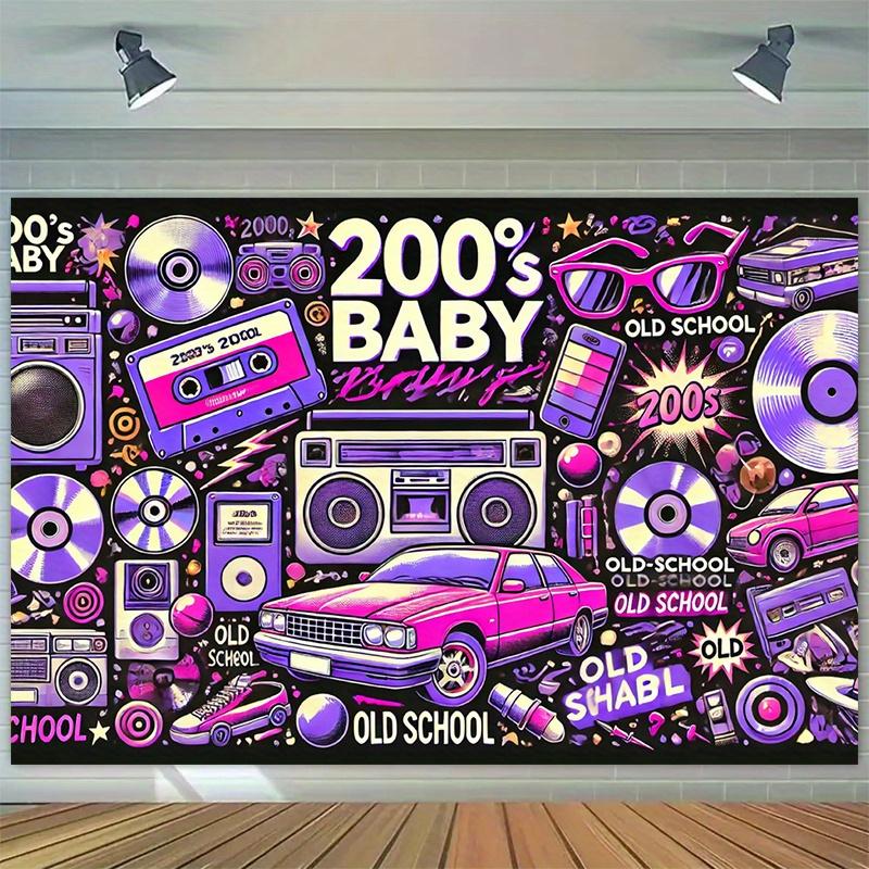 1 piece of polyester fiber photography backdrop from the 2000s retro style - vibrant party banner with tape pattern
