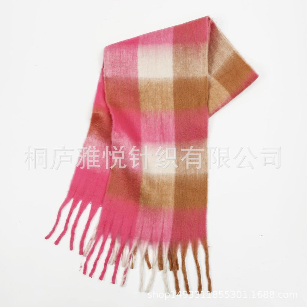Premium Color Plaid Scarf Women's Winter Warm Scarf Mohair Thickened Scarf Versatile Shawl