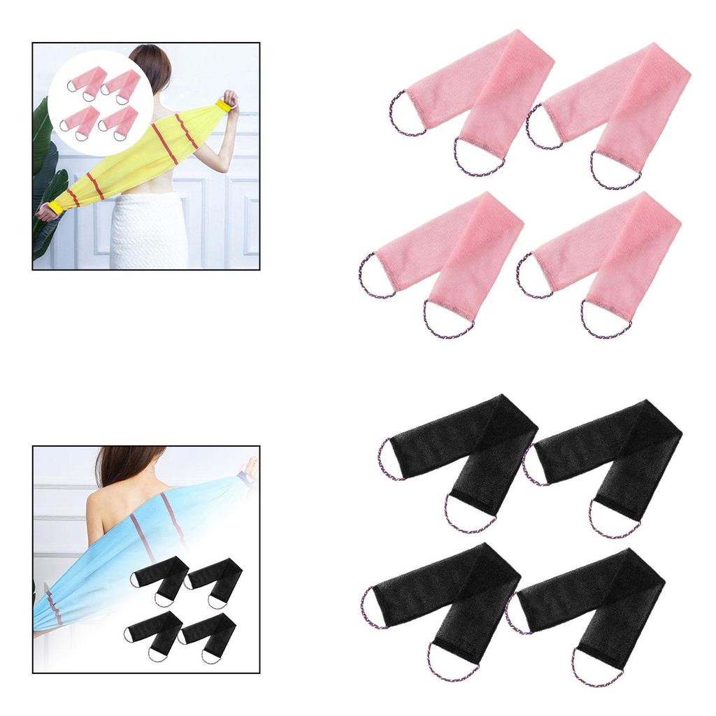 4x Bath Net with Handles Washing Accessories Washcloth Body Back Scrubber