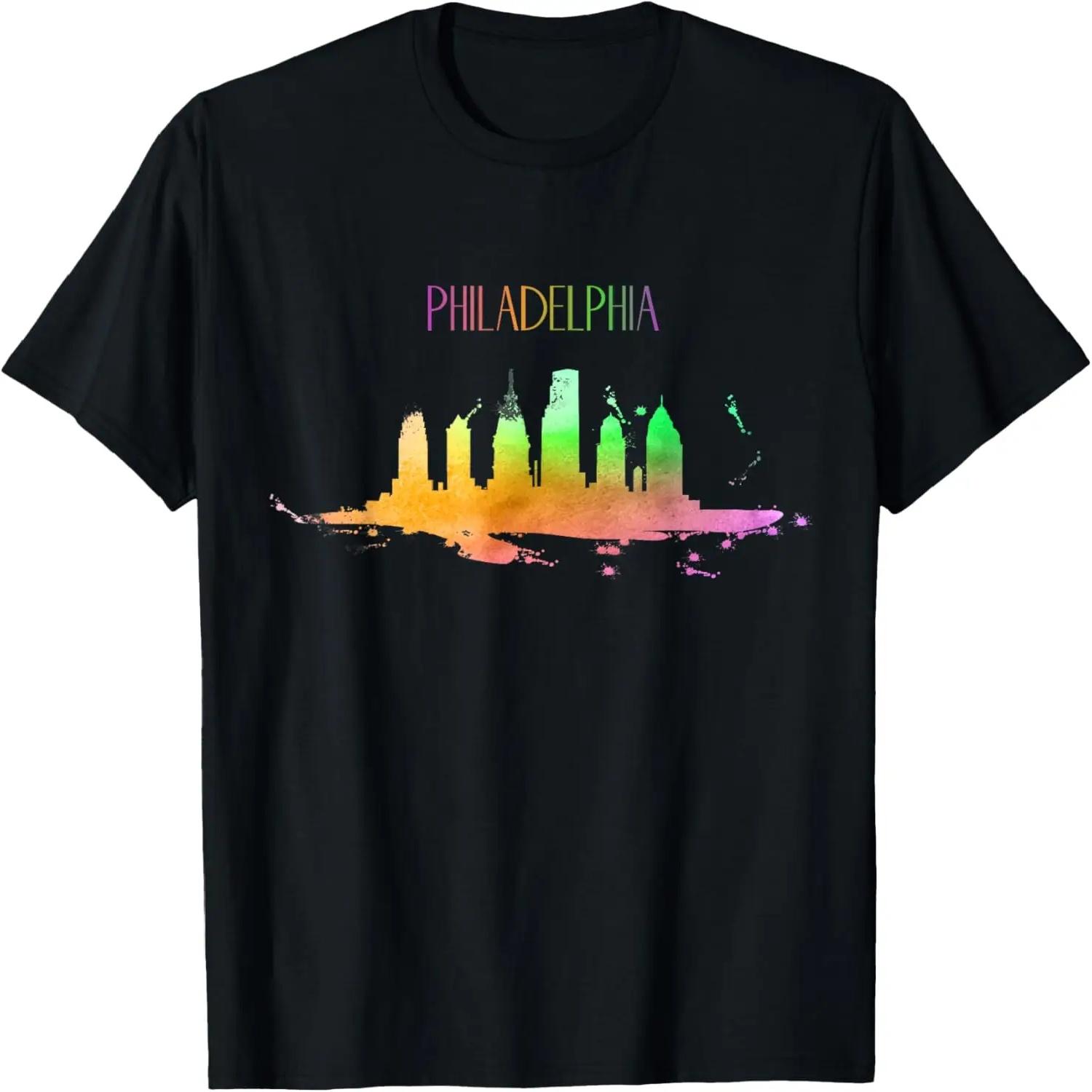 Philadelphia Skyline Watercolor Souvenir Pennsylvania T-Shirt S чёрный