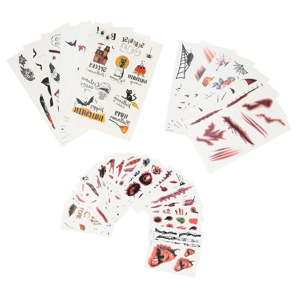 33pcs Fake Scars Tattoo Sticker Temporary Zombie Halloween Face Body Makeup Tattoos