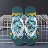 New Flip-flops Men's Summer Trend Outer Wear Flats Personalized Totem Pinch Beach Slippers
